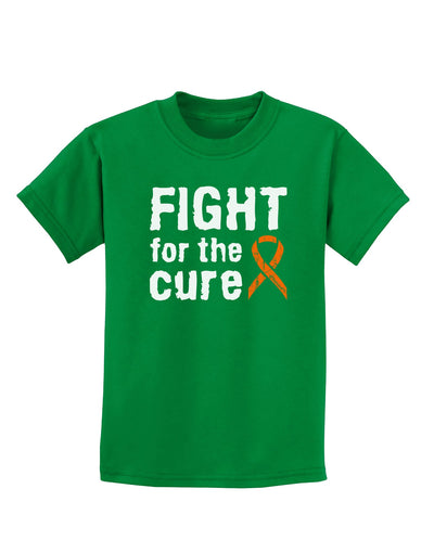 Fight for the Cure - Orange Ribbon Leukemia Childrens Dark T-Shirt-Childrens T-Shirt-TooLoud-Kelly-Green-X-Small-Davson Sales