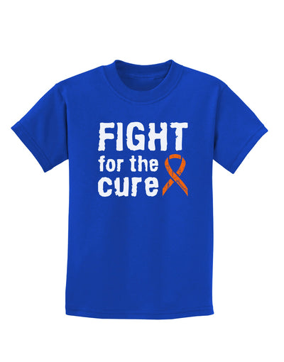 Fight for the Cure - Orange Ribbon Leukemia Childrens Dark T-Shirt-Childrens T-Shirt-TooLoud-Royal-Blue-X-Small-Davson Sales