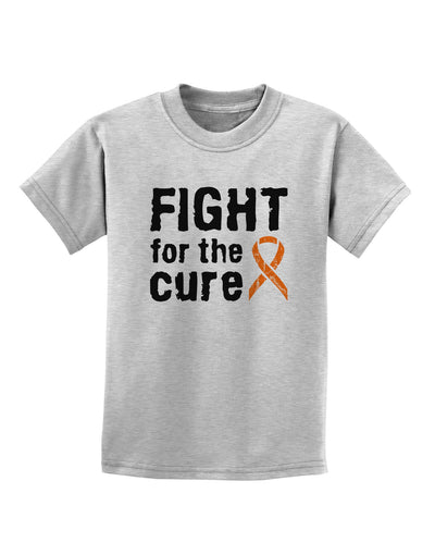 Fight for the Cure - Orange Ribbon Leukemia Childrens T-Shirt-Childrens T-Shirt-TooLoud-AshGray-X-Small-Davson Sales