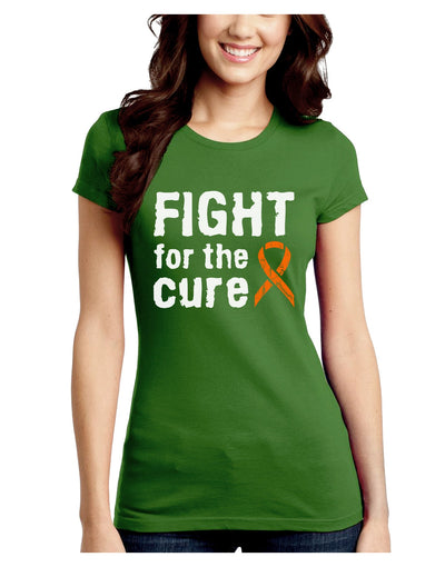 Fight for the Cure - Orange Ribbon Leukemia Juniors Crew Dark T-Shirt-T-Shirts Juniors Tops-TooLoud-Kiwi-Green-Juniors Fitted Small-Davson Sales