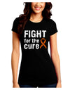 Fight for the Cure - Orange Ribbon Leukemia Juniors Crew Dark T-Shirt-T-Shirts Juniors Tops-TooLoud-Black-Juniors Fitted Small-Davson Sales