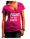 Fight for the Cure - Orange Ribbon Leukemia Juniors V-Neck Dark T-Shirt-Womens V-Neck T-Shirts-TooLoud-Hot-Pink-Juniors Fitted Small-Davson Sales