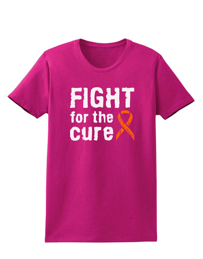 Fight for the Cure - Orange Ribbon Leukemia Womens Dark T-Shirt-TooLoud-Hot-Pink-Small-Davson Sales