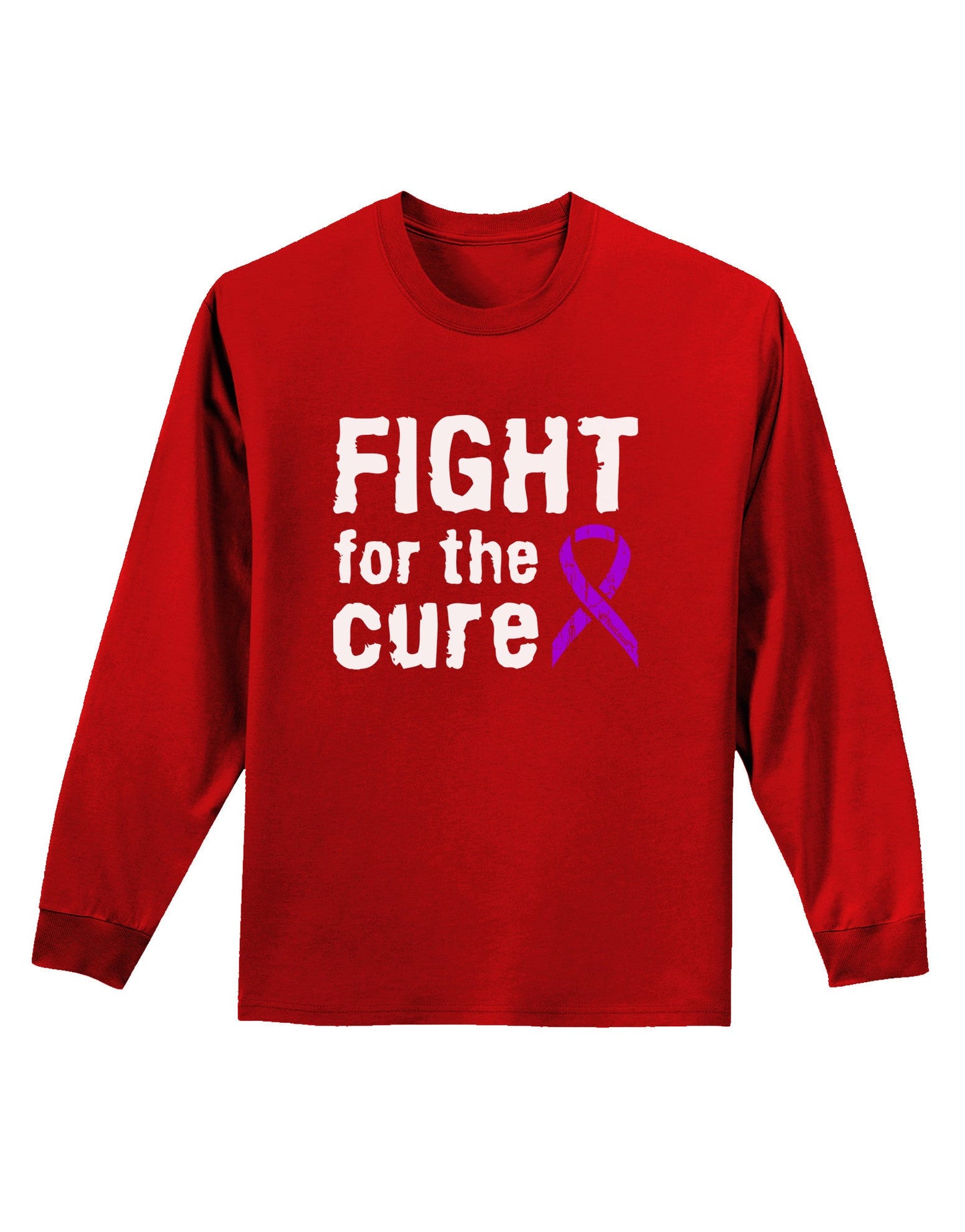 Fight for the Cure - Purple Ribbon Alzheimers Disease Adult Long Sleeve Dark T-Shirt-TooLoud-Red-Small-Davson Sales