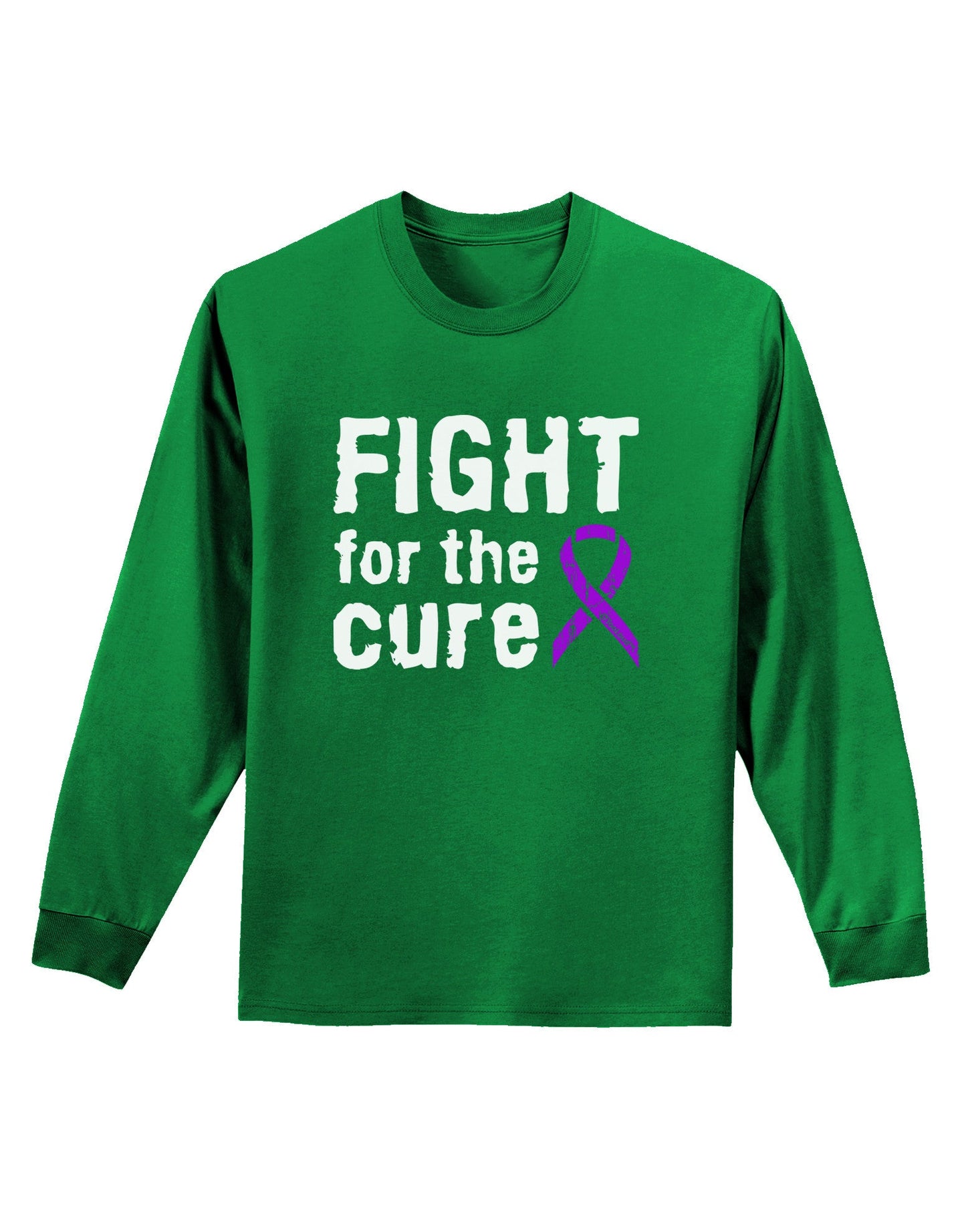 Fight for the Cure - Purple Ribbon Alzheimers Disease Adult Long Sleeve Dark T-Shirt-TooLoud-Kelly-Green-Small-Davson Sales