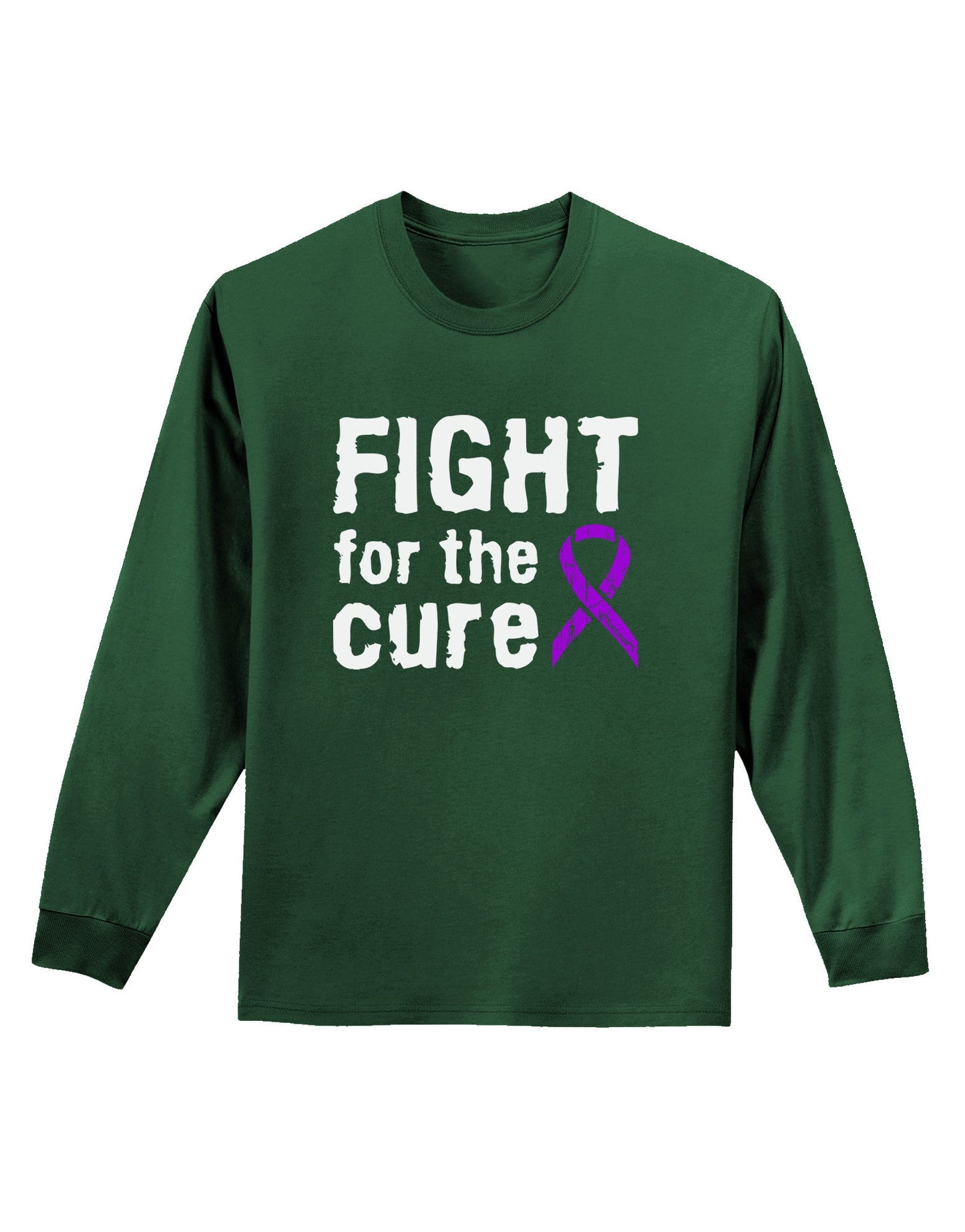 Fight for the Cure - Purple Ribbon Alzheimers Disease Adult Long Sleeve Dark T-Shirt-TooLoud-Dark-Green-Small-Davson Sales