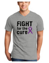 Fight for the Cure - Purple Ribbon Alzheimers Disease Adult V-Neck T-shirt-Mens V-Neck T-Shirt-TooLoud-HeatherGray-Small-Davson Sales