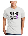 Fight for the Cure - Purple Ribbon Alzheimers Disease Adult V-Neck T-shirt-Mens V-Neck T-Shirt-TooLoud-White-Small-Davson Sales