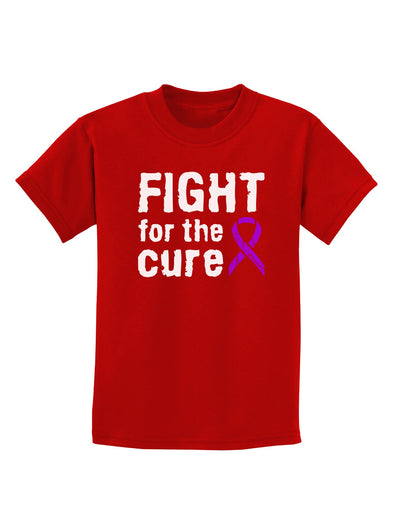 Fight for the Cure - Purple Ribbon Alzheimers Disease Childrens Dark T-Shirt-Childrens T-Shirt-TooLoud-Red-X-Small-Davson Sales