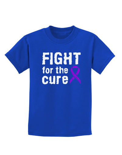 Fight for the Cure - Purple Ribbon Alzheimers Disease Childrens Dark T-Shirt-Childrens T-Shirt-TooLoud-Royal-Blue-X-Small-Davson Sales