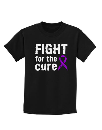 Fight for the Cure - Purple Ribbon Alzheimers Disease Childrens Dark T-Shirt-Childrens T-Shirt-TooLoud-Black-X-Small-Davson Sales