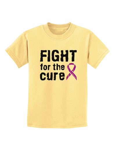 Fight for the Cure - Purple Ribbon Alzheimers Disease Childrens T-Shirt-Childrens T-Shirt-TooLoud-Daffodil-Yellow-X-Small-Davson Sales