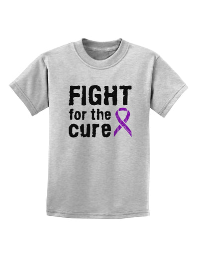 Fight for the Cure - Purple Ribbon Alzheimers Disease Childrens T-Shirt-Childrens T-Shirt-TooLoud-AshGray-X-Small-Davson Sales