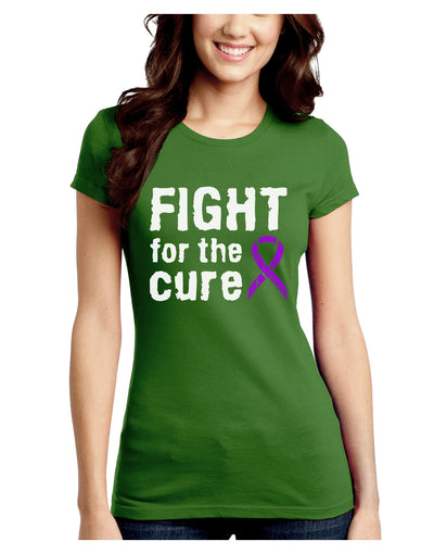 Fight for the Cure - Purple Ribbon Alzheimers Disease Juniors Crew Dark T-Shirt-T-Shirts Juniors Tops-TooLoud-Kiwi-Green-Juniors Fitted Small-Davson Sales