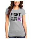 Fight for the Cure - Purple Ribbon Alzheimers Disease Juniors T-Shirt-Womens Juniors T-Shirt-TooLoud-Ash-Gray-Juniors Fitted X-Small-Davson Sales