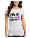 Fight for the Cure - Purple Ribbon Alzheimers Disease Juniors T-Shirt-Womens Juniors T-Shirt-TooLoud-White-Juniors Fitted X-Small-Davson Sales