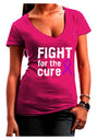 Fight for the Cure - Purple Ribbon Alzheimers Disease Juniors V-Neck Dark T-Shirt-Womens V-Neck T-Shirts-TooLoud-Hot-Pink-Juniors Fitted Small-Davson Sales