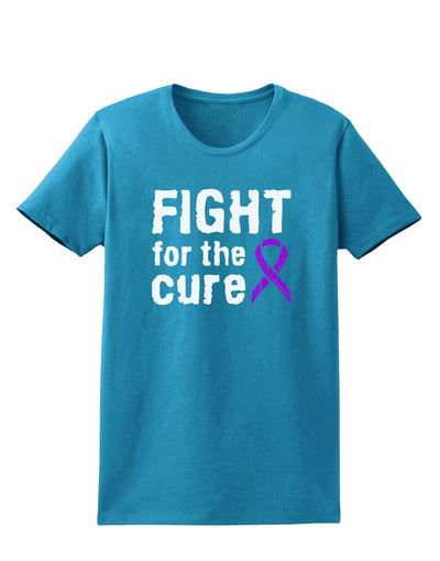 Fight for the Cure - Purple Ribbon Alzheimers Disease Womens Dark T-Shirt-TooLoud-Turquoise-X-Small-Davson Sales