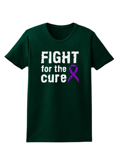 Fight for the Cure - Purple Ribbon Alzheimers Disease Womens Dark T-Shirt-TooLoud-Forest-Green-Small-Davson Sales
