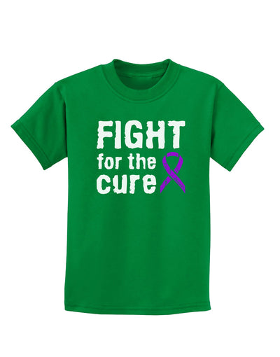 Fight for the Cure - Purple Ribbon Epilepsy Childrens Dark T-Shirt-Childrens T-Shirt-TooLoud-Kelly-Green-X-Small-Davson Sales