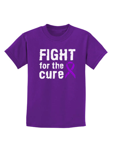 Fight for the Cure - Purple Ribbon Epilepsy Childrens Dark T-Shirt-Childrens T-Shirt-TooLoud-Purple-X-Small-Davson Sales