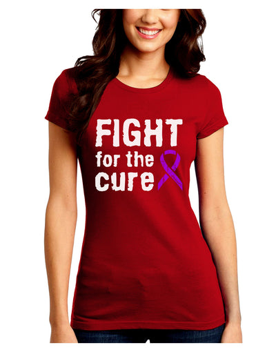 Fight for the Cure - Purple Ribbon Epilepsy Juniors Crew Dark T-Shirt-T-Shirts Juniors Tops-TooLoud-Red-Juniors Fitted Small-Davson Sales