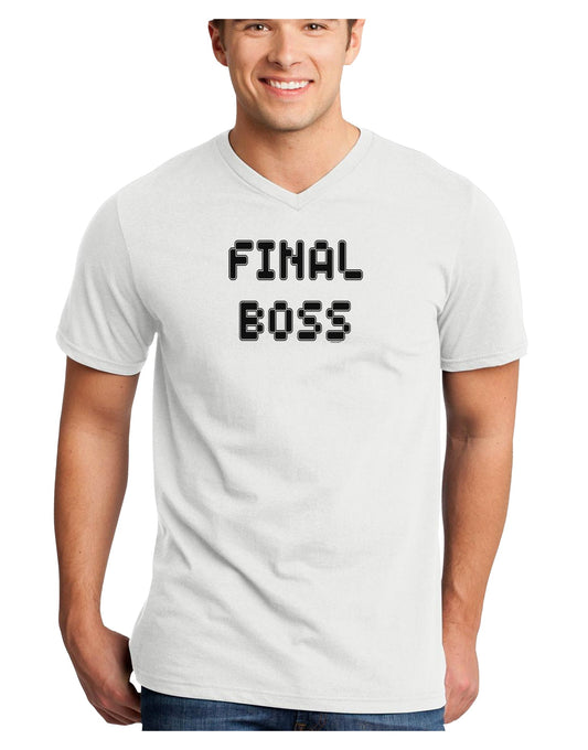 Final Boss Text - Boss Day Adult V-Neck T-shirt-Mens V-Neck T-Shirt-TooLoud-White-Small-Davson Sales