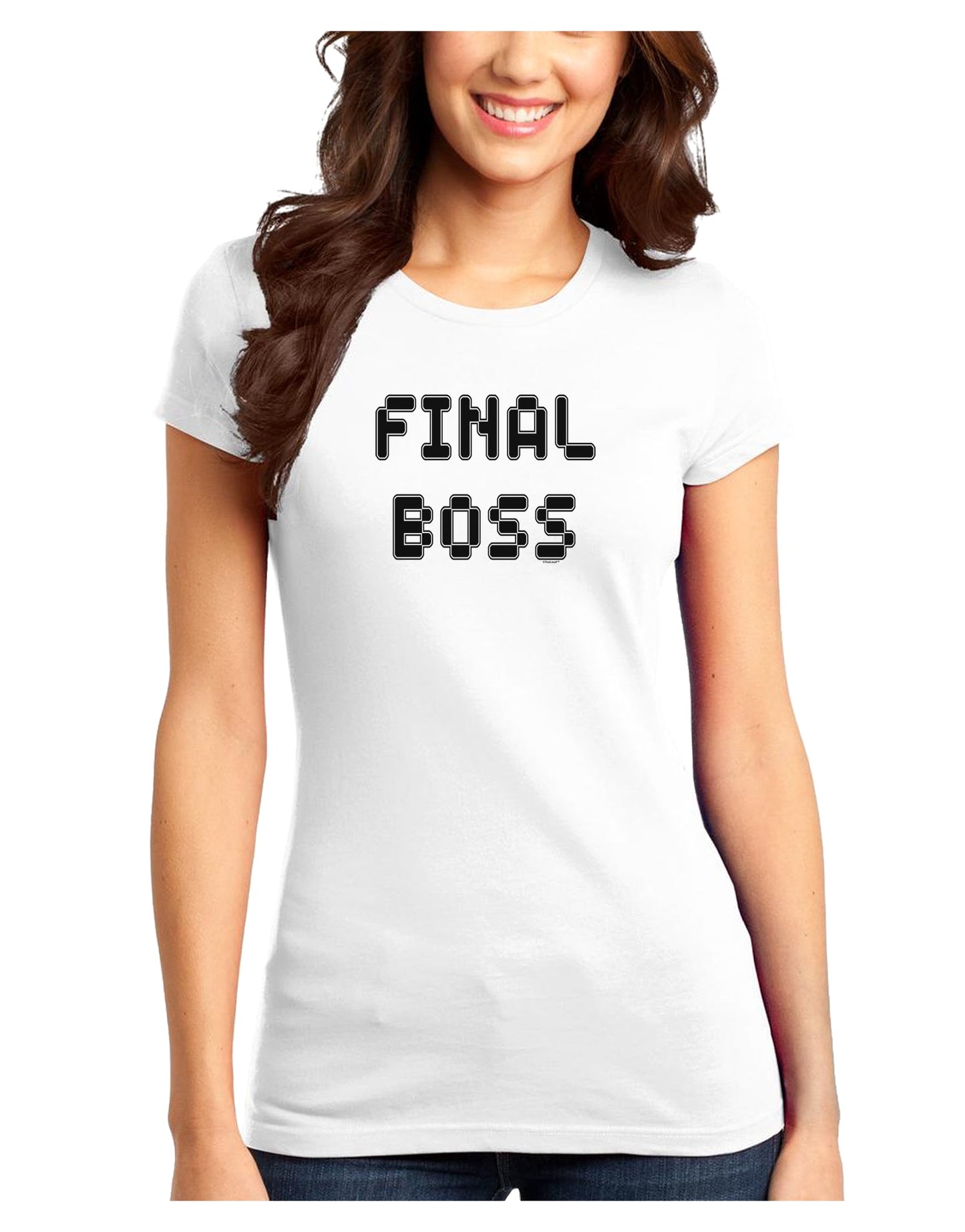 Final Boss Text - Boss Day Juniors T-Shirt-Womens Juniors T-Shirt-TooLoud-White-Juniors Fitted XS-Davson Sales