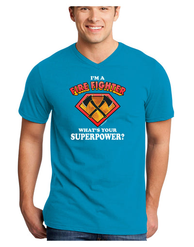 Fire Fighter - Superpower Adult Dark V-Neck T-Shirt-TooLoud-Turquoise-Small-Davson Sales