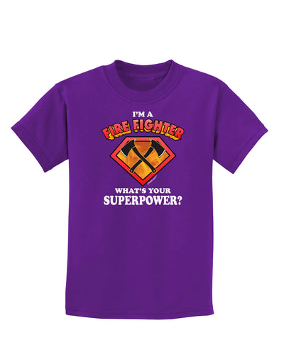 Fire Fighter - Superpower Childrens Dark T-Shirt-Childrens T-Shirt-TooLoud-Purple-X-Small-Davson Sales
