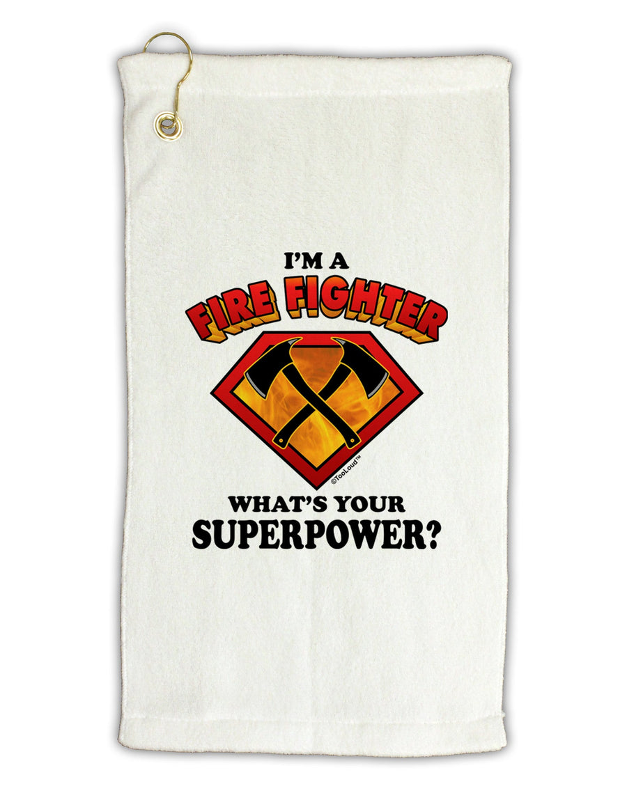 Fire Fighter - Superpower Micro Terry Gromet Golf Towel 16 x 25 inch-Golf Towel-TooLoud-White-Davson Sales