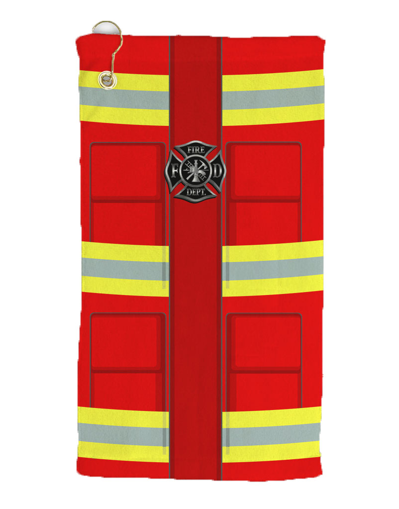 Firefighter Red AOP Micro Terry Gromet Golf Towel 15 x 22 Inch All Over Print-Golf Towel-TooLoud-White-Davson Sales