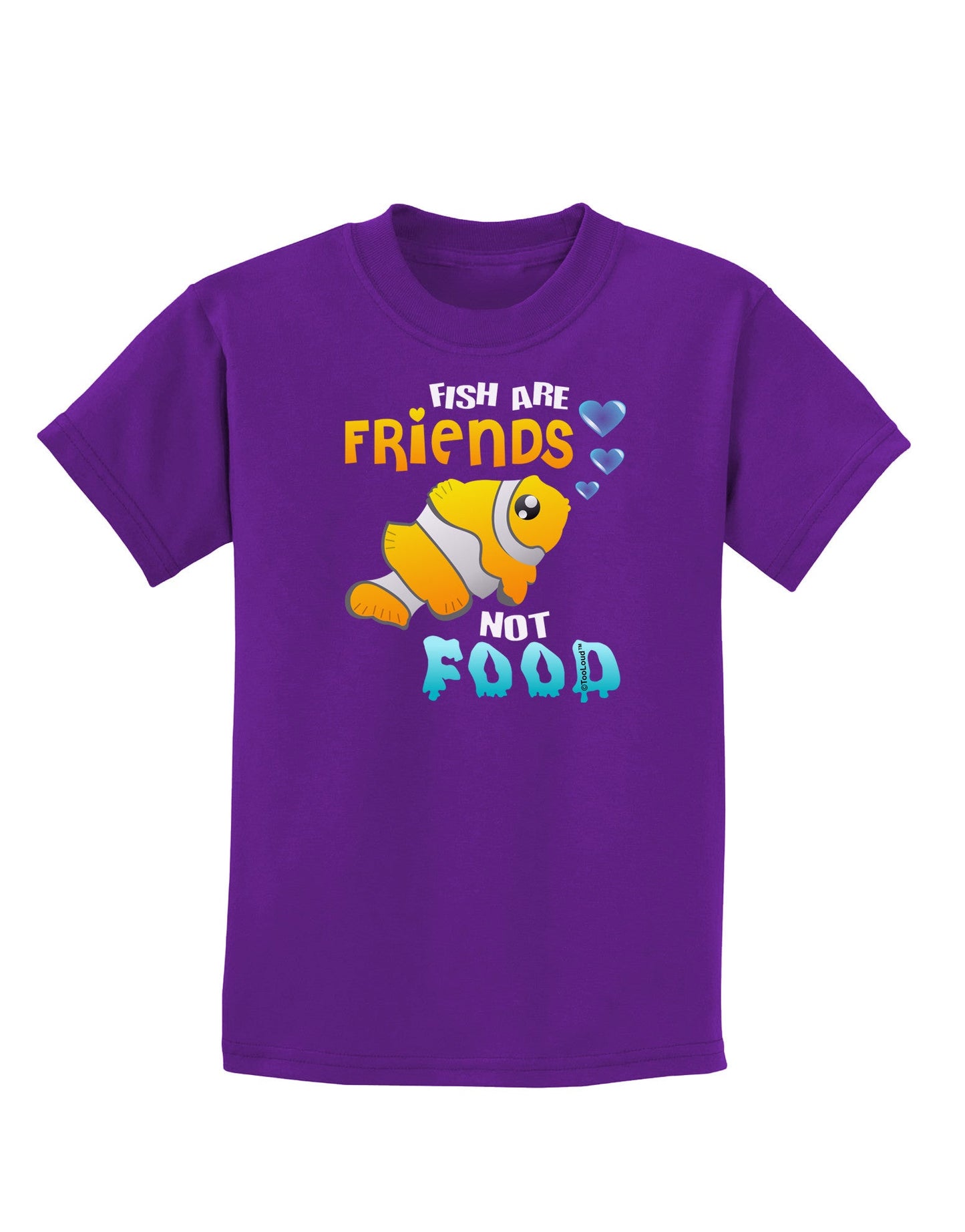 Fish Are Friends Not Food Childrens Dark T-Shirt-Childrens T-Shirt-TooLoud-Purple-X-Small-Davson Sales