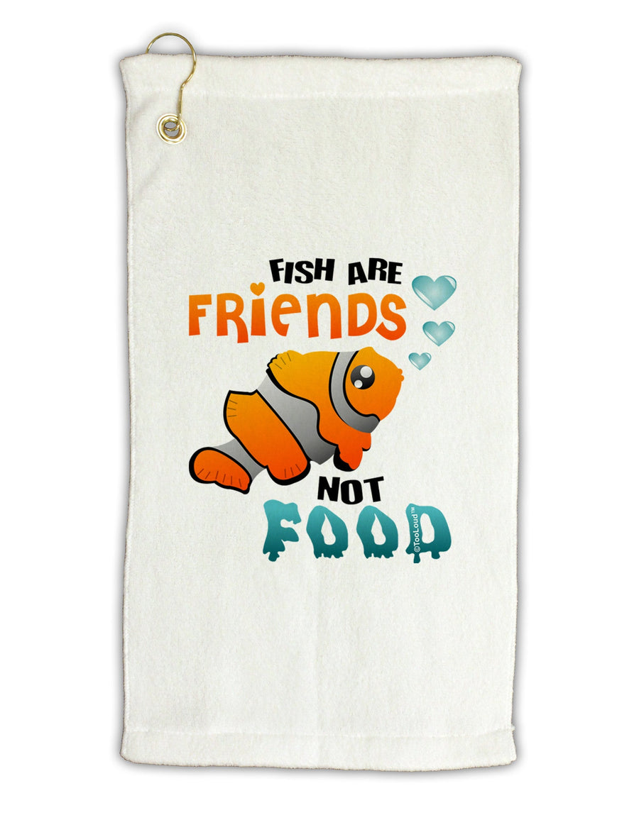 Fish Are Friends Not Food Micro Terry Gromet Golf Towel 16 x 25 inch-Golf Towel-TooLoud-White-Davson Sales