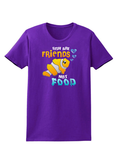 Fish Are Friends Not Food Womens Dark T-Shirt-Womens T-Shirt-TooLoud-Purple-X-Small-Davson Sales