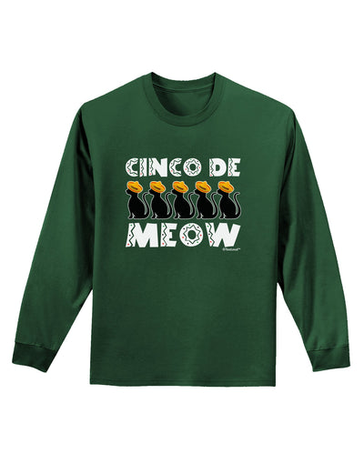 Five Cats - Cinco de Meow Adult Long Sleeve Dark T-Shirt by TooLoud-TooLoud-Dark-Green-Small-Davson Sales