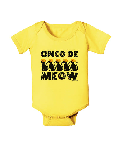 Five Cats - Cinco de Meow Baby Romper Bodysuit by TooLoud-Baby Romper-TooLoud-Yellow-06-Months-Davson Sales