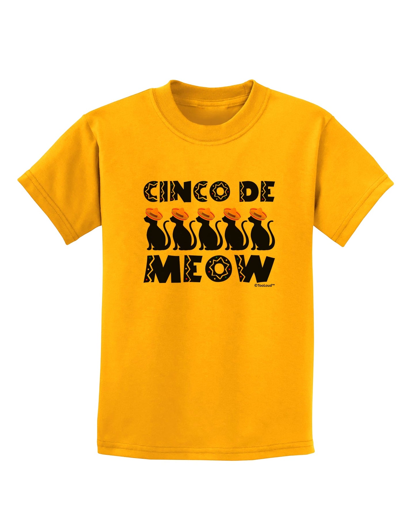 Five Cats - Cinco de Meow Childrens T-Shirt by TooLoud-Childrens T-Shirt-TooLoud-Gold-X-Small-Davson Sales