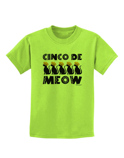 Five Cats - Cinco de Meow Childrens T-Shirt by TooLoud-Childrens T-Shirt-TooLoud-Lime-Green-X-Small-Davson Sales