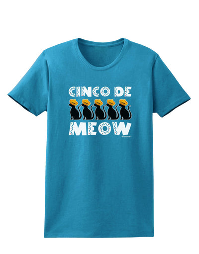 Five Cats - Cinco de Meow Womens Dark T-Shirt by TooLoud-Womens T-Shirt-TooLoud-Turquoise-X-Small-Davson Sales