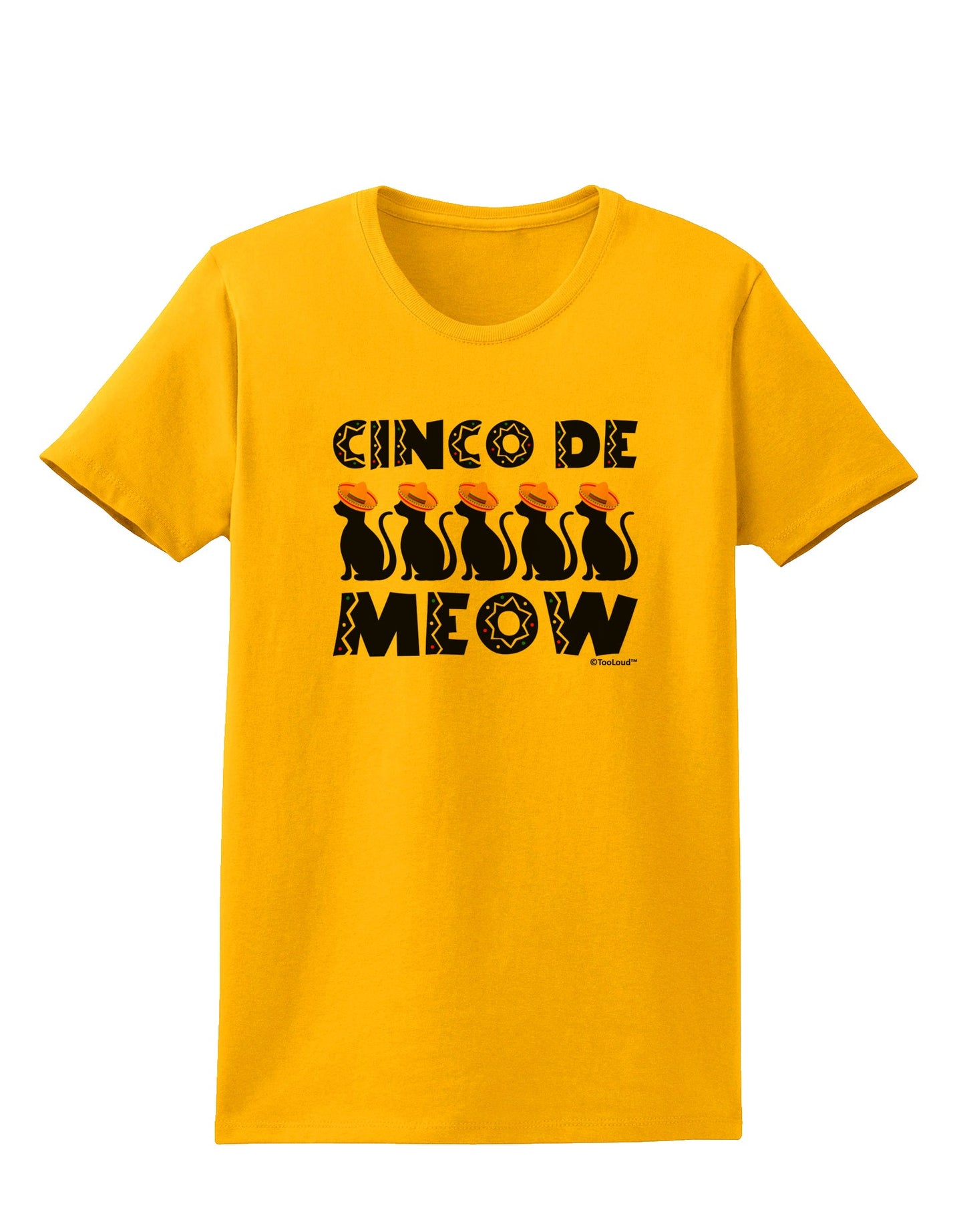 Five Cats - Cinco de Meow Womens T-Shirt by TooLoud-Womens T-Shirt-TooLoud-Gold-X-Small-Davson Sales