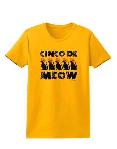 Five Cats - Cinco de Meow Womens T-Shirt by TooLoud-Womens T-Shirt-TooLoud-Gold-X-Small-Davson Sales