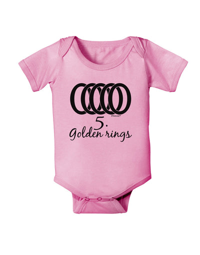 Five Golden Rings Text Baby Romper Bodysuit-Baby Romper-TooLoud-Pink-06-Months-Davson Sales