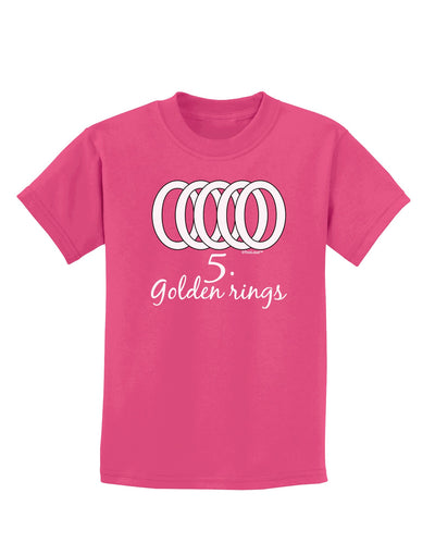 Five Golden Rings Text Childrens Dark T-Shirt-Childrens T-Shirt-TooLoud-Sangria-X-Small-Davson Sales