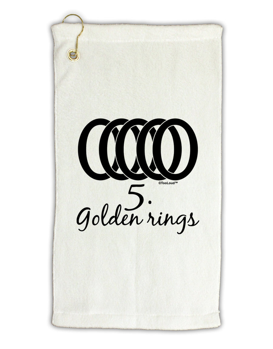 Five Golden Rings Text Micro Terry Gromet Golf Towel 11&#x22;x19-Golf Towel-TooLoud-White-Davson Sales