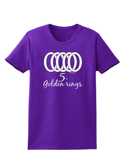 Five Golden Rings Text Womens Dark T-Shirt-TooLoud-Purple-X-Small-Davson Sales