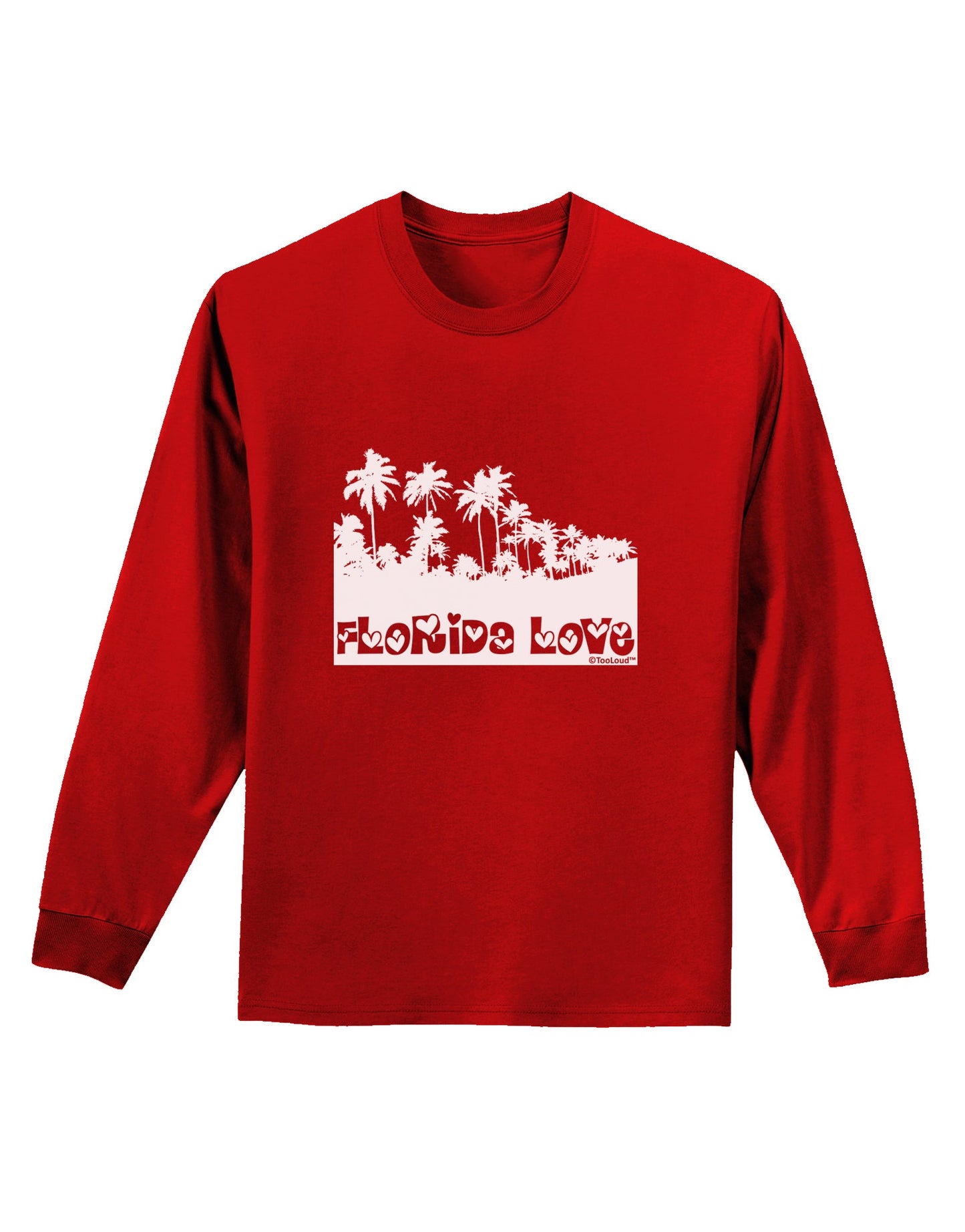 Florida Love - Palm Trees Cutout Design Adult Long Sleeve Dark T-Shirt by TooLoud-TooLoud-Red-Small-Davson Sales