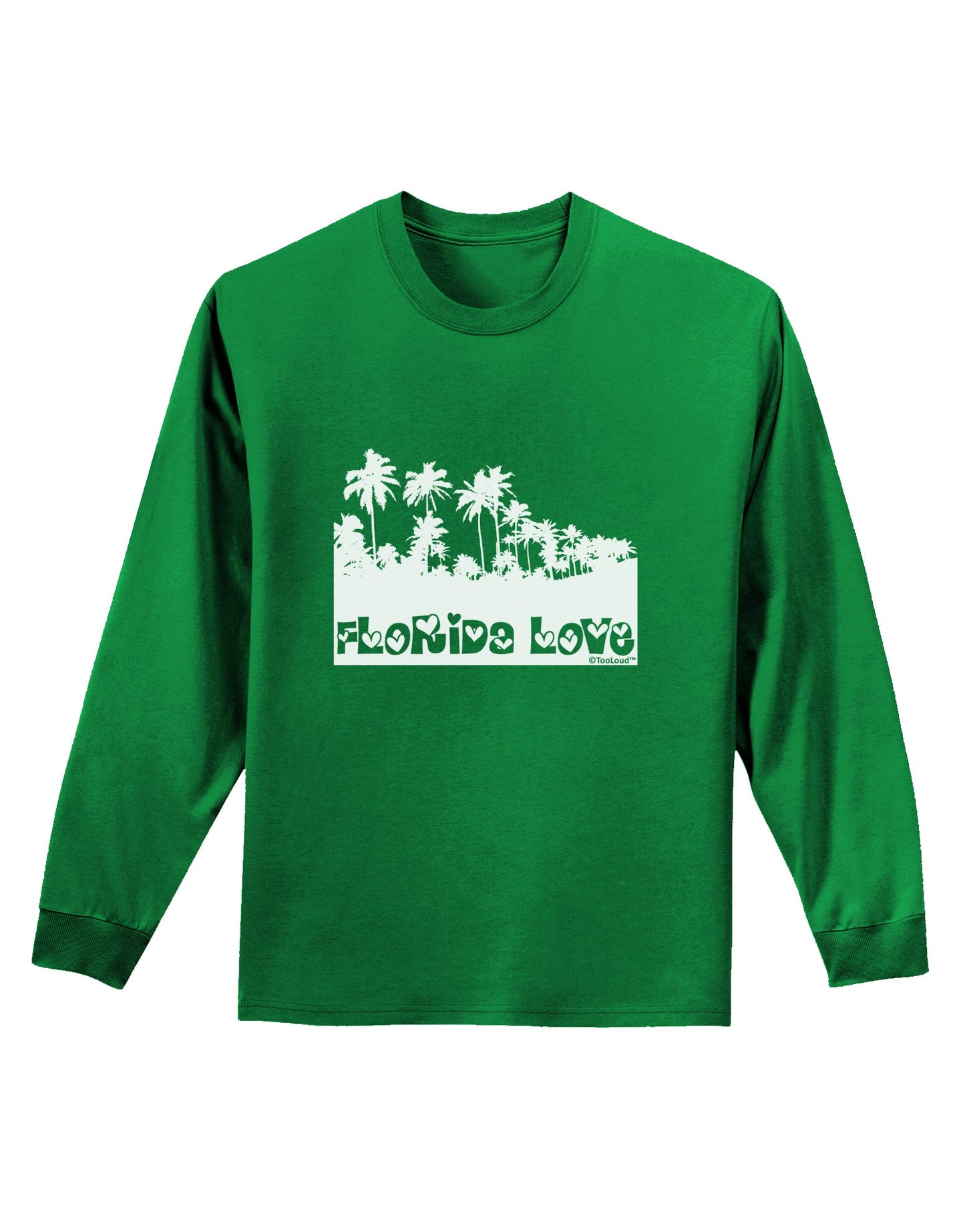 Florida Love - Palm Trees Cutout Design Adult Long Sleeve Dark T-Shirt by TooLoud-TooLoud-Kelly-Green-Small-Davson Sales