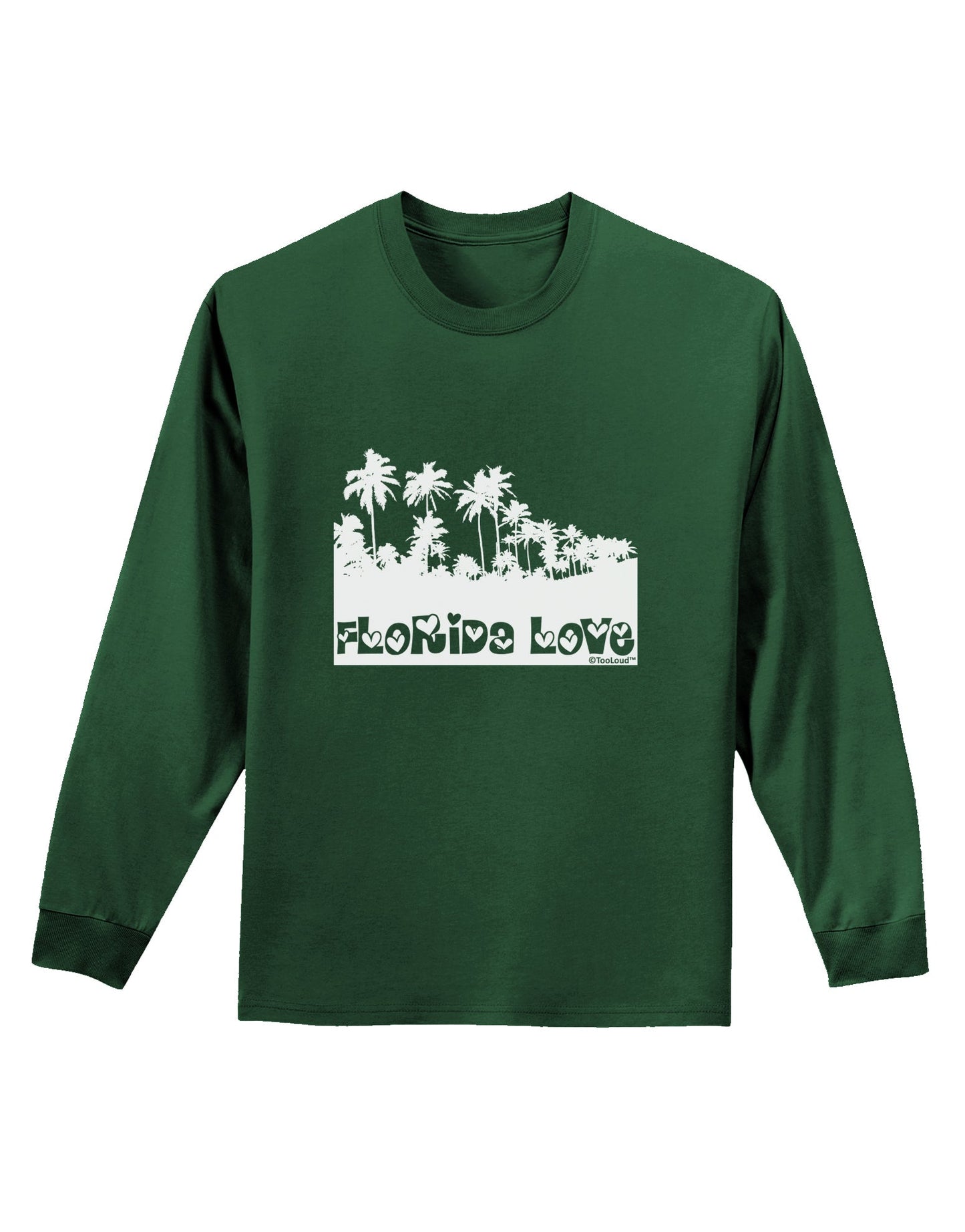 Florida Love - Palm Trees Cutout Design Adult Long Sleeve Dark T-Shirt by TooLoud-TooLoud-Dark-Green-Small-Davson Sales