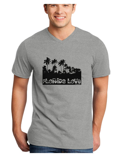 Florida Love - Palm Trees Cutout Design Adult V-Neck T-shirt by TooLoud-Mens V-Neck T-Shirt-TooLoud-HeatherGray-Small-Davson Sales